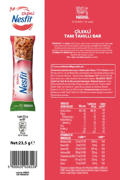 Nestle Nesfit Çilekli Tam Tahıllı Bar 23,5 gr - Resim 2