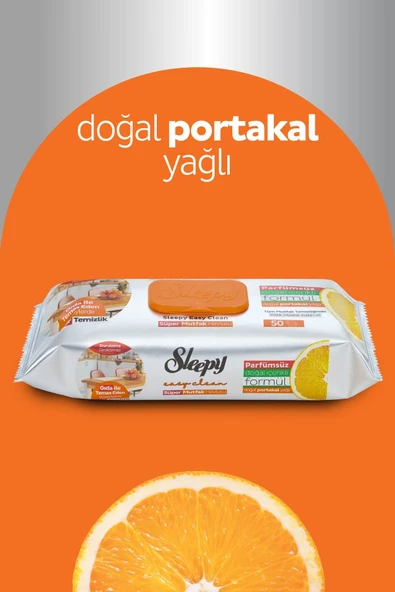 Sleepy Easy Clean Süper Yüzey Temizlik Mutfak Havlusu&mendili Portakal Yağlı 50 Yaprak - Resim 3