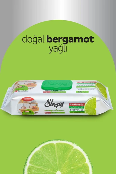 Sleepy Easy Clean Süper Yüzey Temizlik Mutfak Havlusu&mendili Bergamot Yağlı 50 Yaprak - Resim 3