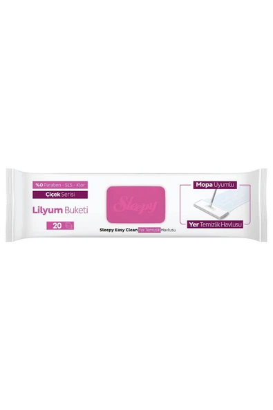 Sleepy Easy Clean Lilyum Buketi Mopa Uyumlu Yer Temizlik Havlusu&Mendili 20 Yaprak - Resim 3