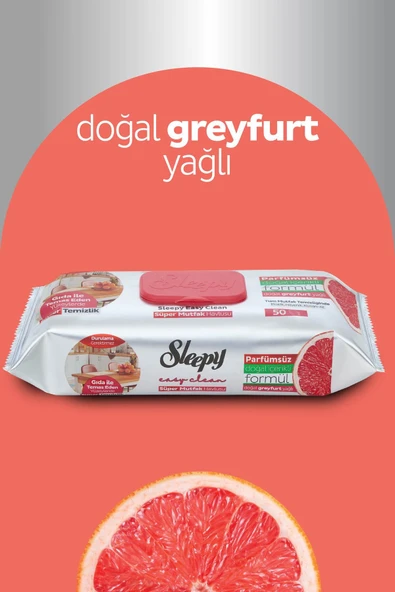 Sleepy Easy Clean Süper Yüzey Temizlik Mutfak Havlusu&mendili Greyfurt Yağlı 50 Yaprak - Resim 3