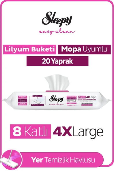 Sleepy Easy Clean Lilyum Buketi Mopa Uyumlu Yer Temizlik Havlusu&Mendili 20 Yaprak ürün görseli