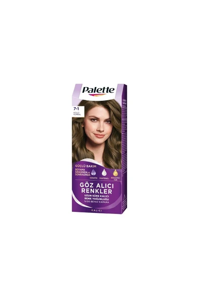 Palette Göz Alıcı Renkler Saç Boyası 7-1 Küllü Kumral 50 ml - 1