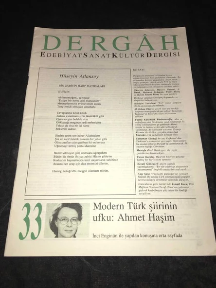 DERGAH Dergisi Kasım 1992 Sayı 33 YEŞİLÇAM GÜNLÜĞÜ,Ayşe Şasa (Sahafiye Kitap) ürün görseli