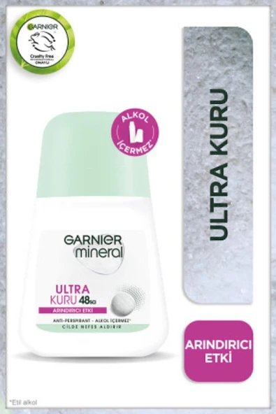 Garnier Mineral Ultra Kuru Kadın Roll-On Deodorant 50ml ürün görseli