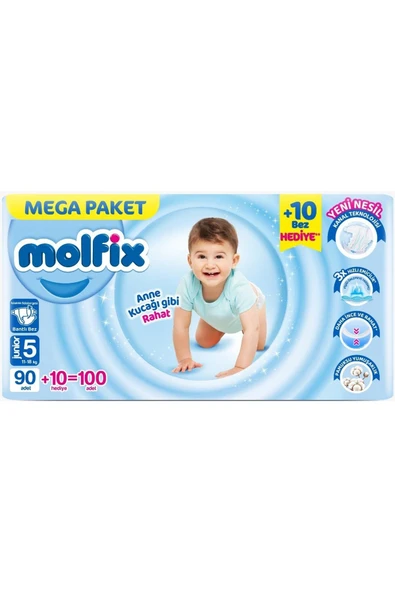 Molfix Bebek Bezi Beden:5 (11-18KG) Junior 100 Adet Mega Pk
