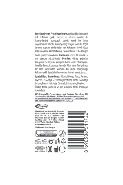 Emotion Ocean Fresh Pump Sprey Kadın Deodorant 3x100 Ml - 5