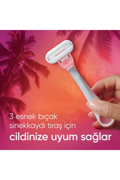 Gillette Venus Smooth Miami Kadın Tıraş Bıçakları, 3'lü Kadın Kullan At Tıraş Bıçakları - Resim 5