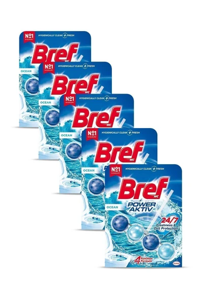 Bref Power Aktiv Katı Tuvalet Bloğu 5 Adet Okyanus Tekli (5'li Set) - Resim 2