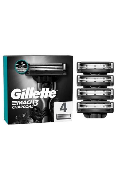 Gillette Mach3 Charcoal Yedek Tıraş Bıçağı 4'lü ürün görseli 1