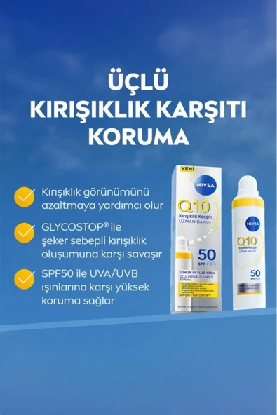 NIVEA Q10 SPF50 Yüksek Güneş Koruyucu Kırışıklık Karşıtı Yüz Güneş Kremi 40ml, Makyaj Bazı - 2
