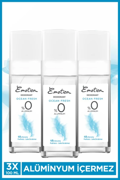 Emotion Ocean Fresh Pump Sprey Kadın Deodorant 3x100 Ml - 1