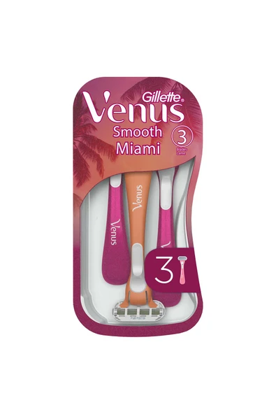 Gillette Venus Smooth Miami Kadın Tıraş Bıçakları, 3'lü Kadın Kullan At Tıraş Bıçakları ürün görseli 1