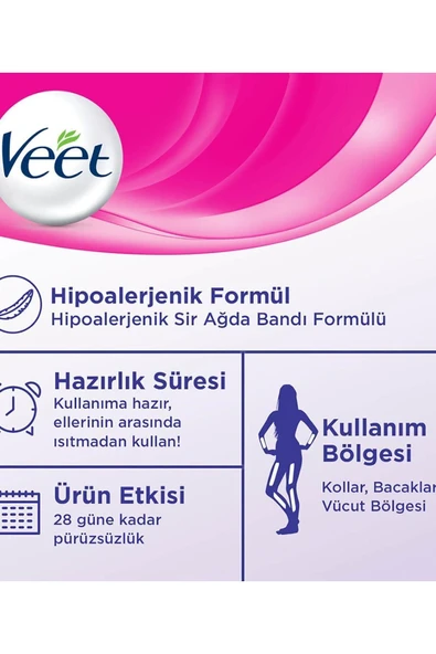 Veet Pure Hipoalerjenik Sir Ağda Bandı Bacak Vücut Bölgesi 20'li - Resim 2