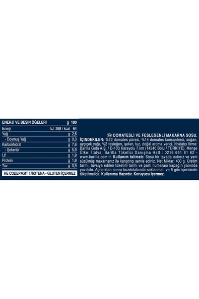 Barilla Basilico Makarna Sosu 400 Gr - 2