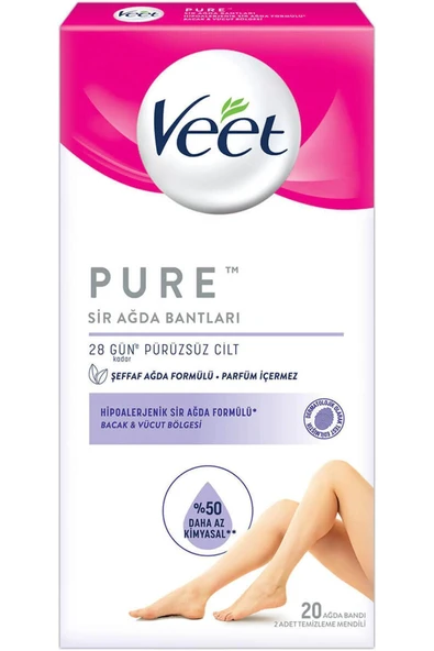 Veet Pure Hipoalerjenik Sir Ağda Bandı Bacak Vücut Bölgesi 20'li ürün görseli