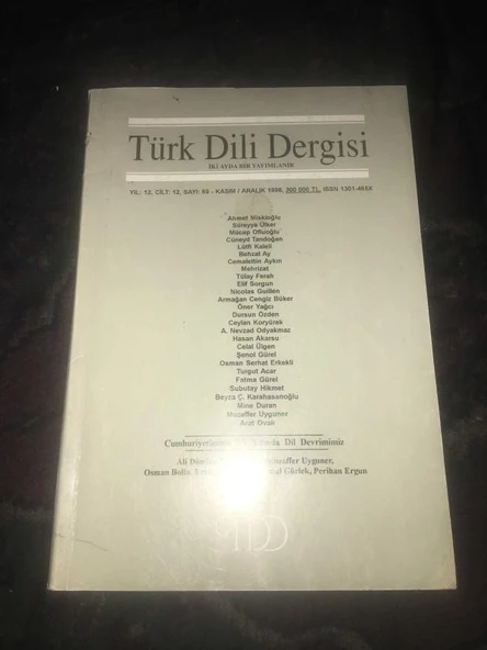 TÜRK DİLİ Dergisi Kasım Aralık 1998 Sayı 69 Rüştü Ergun ve Türk Dili - AHMET MİSKİOĞLU (Sahafiye Kitap) - 1