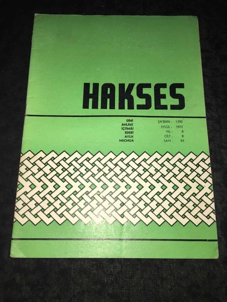 HAKSES Dergisi Eylül 1972 Sayı 93 Arif Kılıç'ın Ardından - Süleyman Tekin (Sahafiye Kitap) ürün görseli 1