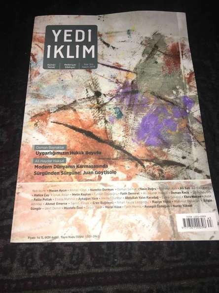 YEDİ İKLİM Kasım 2018 Sayı 344 Modern Dünyanın Karmaşasında Sürgünden Sürgüne JUAN GOYTİSOLO - Ali Haydar Haksal (Sahafiye Kitap)