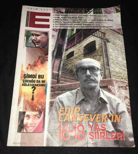 E Kültür ve Edebiyat Dergisi Ekim 2001 Sayı 31 EDİP CANSEVER'İN 16-18 Yaş Şiirleri (Sahafiye Kitap) ürün görseli
