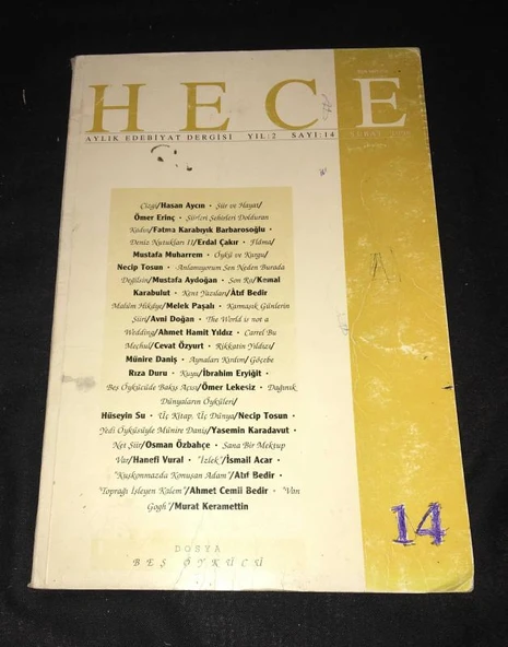 HECE Dergisi Şubat 1998 Sayı 14 Dosya BEŞ ÖYKÜCÜ (Sahafiye Kitap) ürün görseli