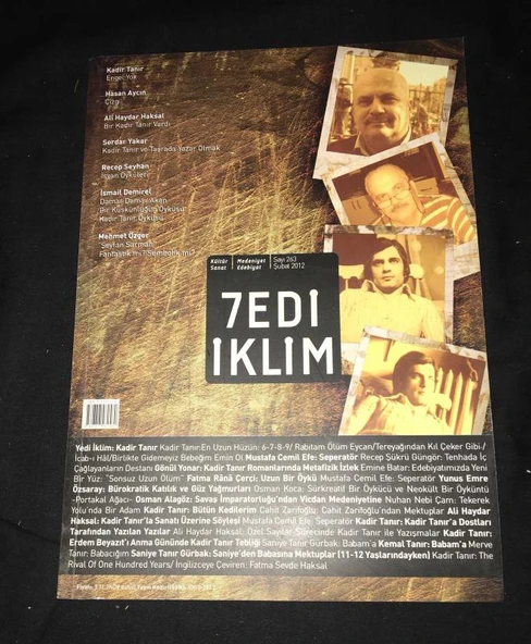 7EDİ İKLİM Şubat 2012 Sayı 263 Cahit Zarifoğlu CAHİT ZARİFOĞLU'NDAN MEKTUPLAR (Sahafiye Kitap) ürün görseli