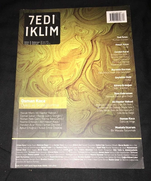 7EDİ İKLİM Ekim 2014 Sayı 295 OSMAN KOCA - Öykü ve Soruşturma (Sahafiye Kitap)
