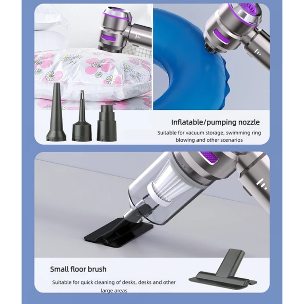 16000pa Güçlü Portatif 3 Kademeli Tabilir Vakumlu Kablosuz Üflemeli Mini Araç Süpürgesi - Resim 3
