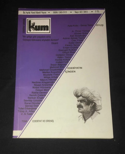 KUM Edebiyat Dergisi 2011 Sayı 62 EDEBİYAT VE DİRENİŞ (Sahafiye Kitap) ürün görseli