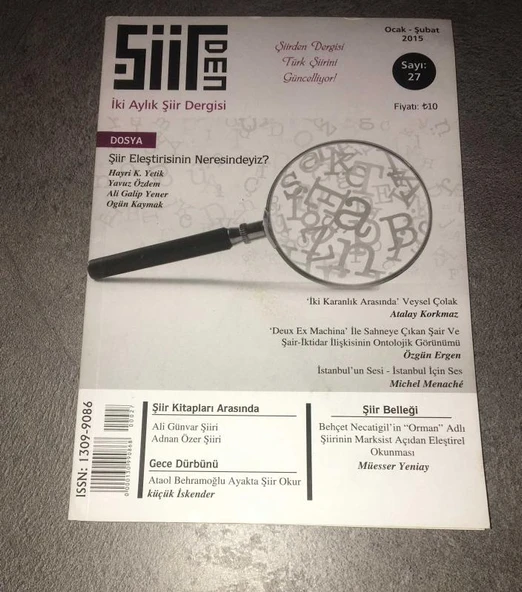 ŞİİRDEN Dergisi Ocak Şubat 2015 Sayı 27 Dosya ŞİİR ELEŞTİRİSİNİN NERESİNDEYİZ (Sahafiye Kitap) ürün görseli