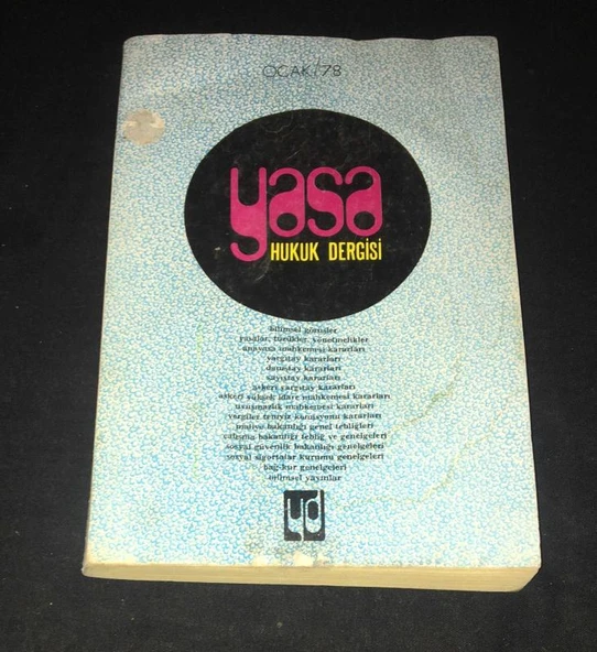YASA HUKUK DERGİSİ Ocak 1978 Sayı 1 (Sahafiye Kitap) ürün görseli 1