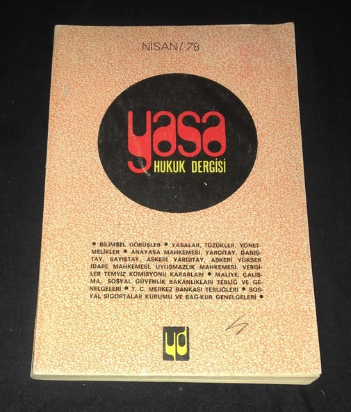 YASA HUKUK DERGİSİ Nisan 1978 Sayı 4 (Sahafiye Kitap) ürün görseli 1