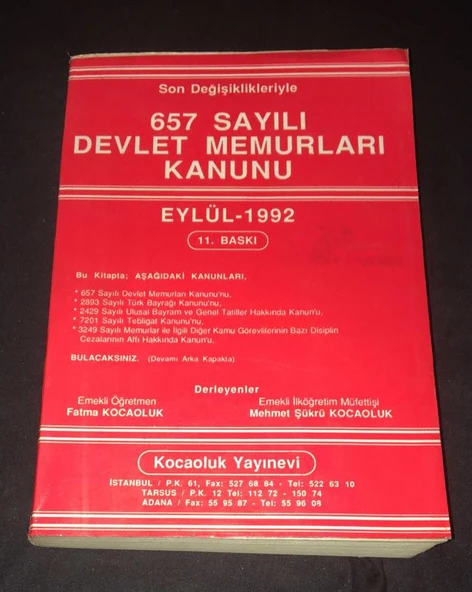 Son Değişiklikleriyle 657 SAYILI DEVLET MEMURLARI KANUNU (Sahafiye Kitap) ürün görseli 1