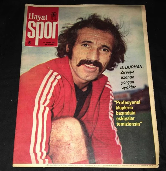 HAYAT SPOR 11 Şubat 1977 Sayı 6 B. BURHAN Zirveye Uzanan Yorgun Ayaklar-BEYKOZ POSTERİ (Sahafiye Kitap)