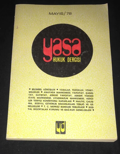 YASA HUKUK DERGİSİ Mayıs 1978 Sayı 5 (Sahafiye Kitap) ürün görseli 1