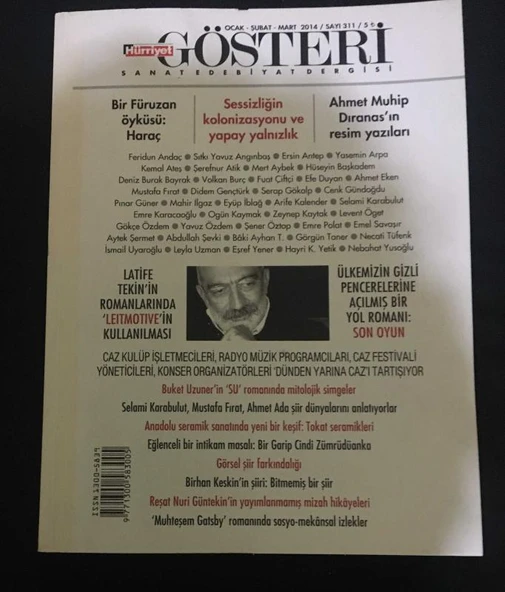 HÜRRİYET GÖSTERİ Ocak Şubat Mart 2014 Sayı 311 AHMET MUHİP DIRANAS'IN RESİM YAZILARI-BİR FÜRUZAN ÖYKÜSÜ Haraç (Sahafiye Kitap) ürün görseli