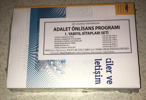 AÖF - ADALET ÖNLİSANS PROGRAMI 1. YARIYIL KİTAPLARI SETİ [6 Kitap] (Sahafiye Kitap)