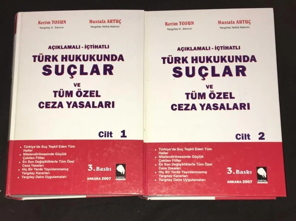 AÇIKLAMALI İÇTİHATLI TÜRK HUKUKUNDA SUÇLAR VE TÜM ÖZEL CEZA YASALARI [2 Cilt Takım] (Sahafiye Kitap) ürün görseli 1