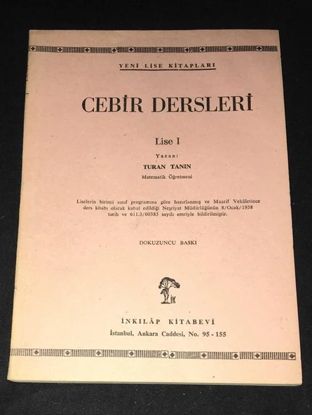 CEBİR DERSLERİ Lise 1 (Sahafiye Kitap) ürün görseli 1
