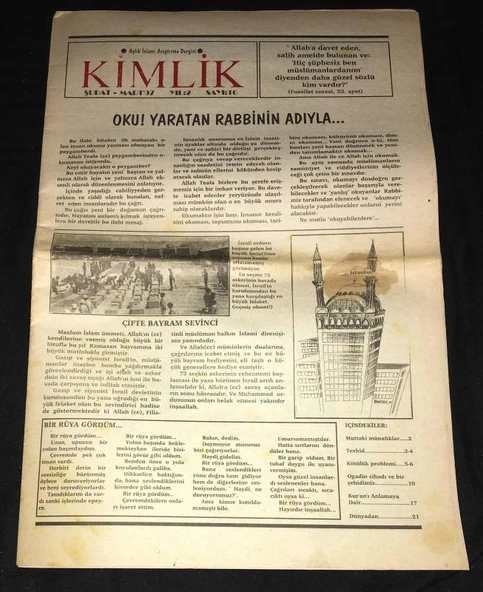 KİMLİK Dergisi Şubat Mart 1997 Yıl 2 Sayı 10 (Sahafiye Kitap)