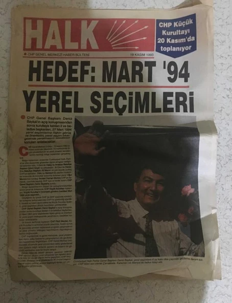 HALK - CHP Genel Merkezi Haber Bülteni 19 Kasım 1993 Hedef MART 94 YEREL SEÇİMLERİ (Sahafiye Kitap) ürün görseli 1