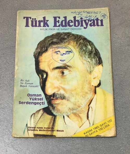 TÜRK EDEBİYATI Kasım 1983 Sayı 122 OSMAN YÜKSEL SERDENGEÇTİ (Sahafiye Kitap) ürün görseli 1