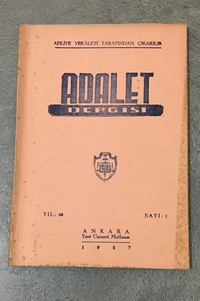 ADALET DERGİSİ Ocak 1957 Yıl 48 Sayı 1 Uyuşmazlık Mahkemesinin mühim bir kararı - KEMAL GALİP BALKAR (Sahafiye Kitap) ürün görseli 1