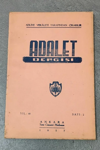 ADALET DERGİSİ 1957 Yıl 48 Sayı 2 Müessir fiilde cezayı artıran sebepler - FARUK EREM (Sahafiye Kitap) ürün görseli 1