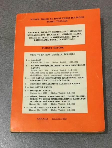 MEMUR,İDARE VE İDARİ YARGI İLE İLGİLİ TEMEL YASALAR (Sahafiye Kitap) ürün görseli 1