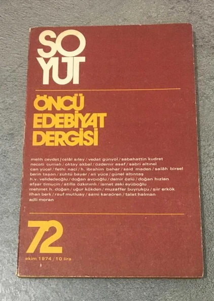 SOYUT Edebiyat Dergisi Temmuz Ekim 1974 Sayı 72 (Sahafiye Kitap)