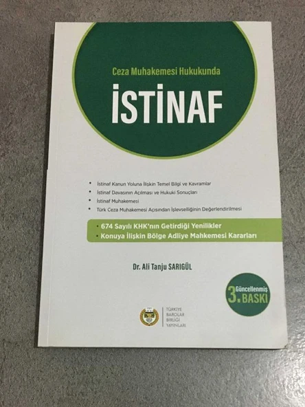 Ceza Muhakemesi Hukukunda İSTİNAF Güncellenmiş 3.Baskı (Sahafiye Kitap) ürün görseli 1