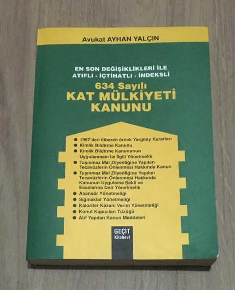 634 SAYILI KAT MÜLKİYETİ KANUNU 4.BASKI (Sahafiye Kitap)