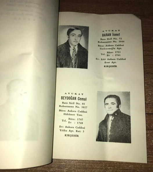 KIRŞEHİR BAROSU LEVHASI 1984 - 1985 (Sahafiye Kitap) - Resim 2