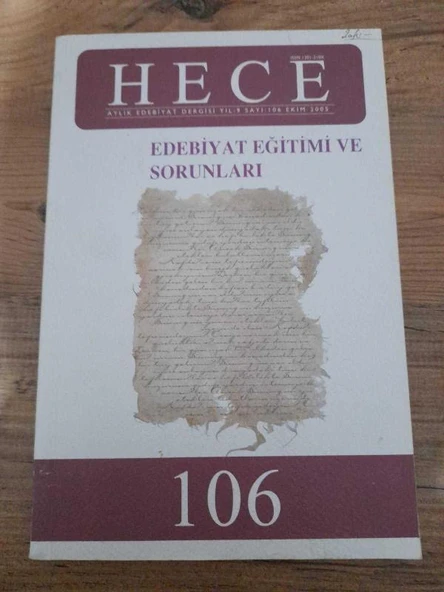 HECE AYLIK EDEBİYAT DERGİSİ YIL:9 SAYI:106 EKİM 2005 "ÇİZGİ (Sahafiye Kitap) ürün görseli
